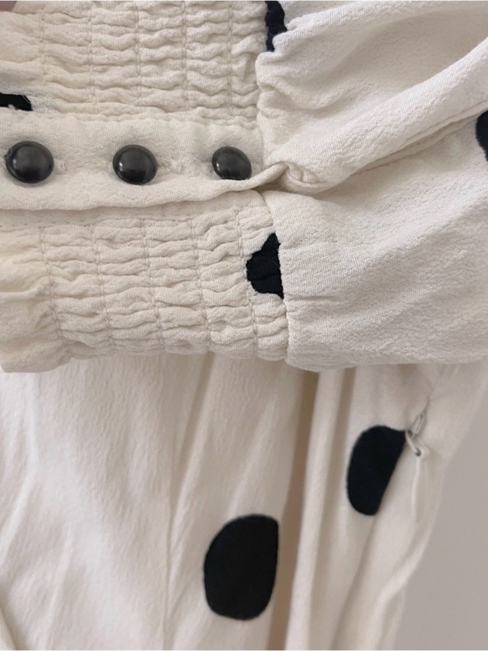 Maeve Anthropologie Polka Dot Wrap Midi Dress White Black Asymmetrical Hem 6 - Picture 6 of 7